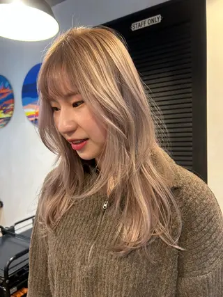 ロング カラー パーマ メンズ レイヤー/透明感/ ブリーチなし/わかなのヘアスタイル