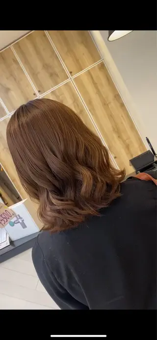 ミディアム パーマ コテ巻き風パーマ✨ かつみのヘアスタイル