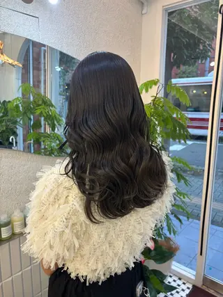 セミロング リン🔔ボブ cut ベージュカラー🤎のヘアスタイル