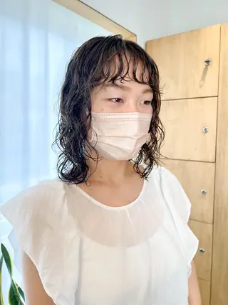 ミディアム パーマ ミディアムパーマ /癖毛パーマのヘアスタイル