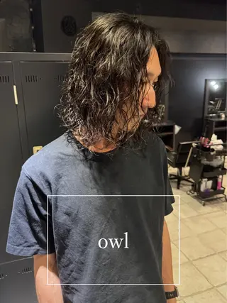 ロング パーマ メンズ メンズ特化 美容師✨ アメ村 堀江颯瑛のヘアスタイル