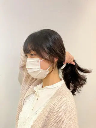 ロング 韓国ヘア レイヤーカットのヘアスタイル