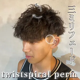 ショート パーマ ヘアアレンジ メンズ メンズパーマ/ メッシュ😎タクミのヘアスタイル