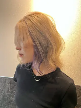 ミディアム カラー dao/ミルクティー /ブラウン/ブロンドのヘアスタイル