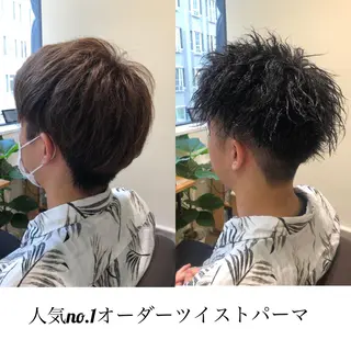 ショート カラー パーマ メンズ kiitos所属・関西センターパート メンズモデル募集のヘアスタイル