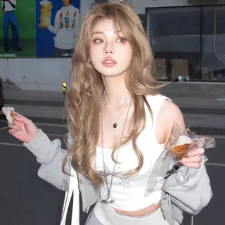 ロング 透明感ハイトーンヘア 🤍ririka🤍のヘアスタイル