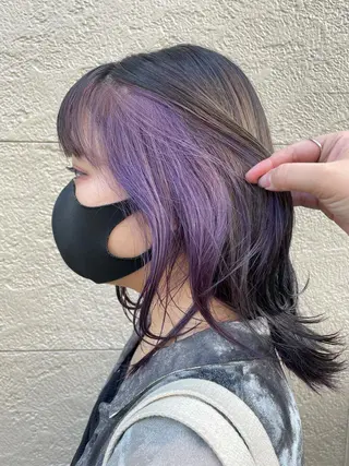 セミロング カラー ボブ/インナーカラー ショート/佐野祥子のヘアスタイル