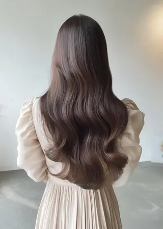 ロング 韓国ヘア|シアーカラ |艶カラー|アカリのヘアスタイル