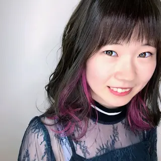 ミディアム カラー ボブ/透明感カラー 🤍永田真穂のヘアスタイル