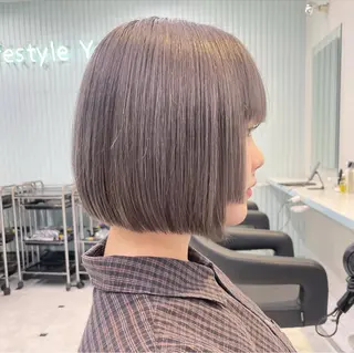 ショート カラー 🩵透明感カラー× 縮毛ボブ🩵ヒナノのヘアスタイル