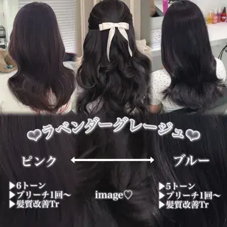 ロング カラー ヘアアレンジ 🫧透明感ラベンダー 似合わせ🫧あい🫧のヘアスタイル