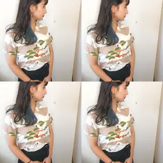 セミロング カラー しゅうさん🍝 麻田秀太郎のヘアスタイル