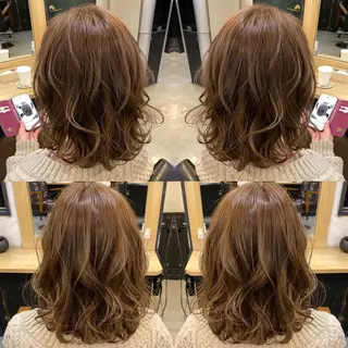 ミディアム カラー パーマ 美髪矯正 🌈髪質改善 山下のヘアスタイル