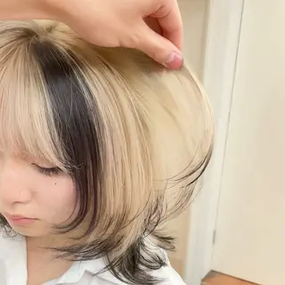 ロング カラー ブリーチなしピンク 赤井龍斗のヘアスタイル