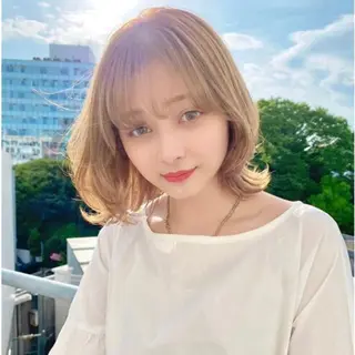 ミディアム カラー ボブ/ダブルカラー 縮毛矯正/支持多数のヘアスタイル