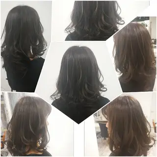 カラー セミロング Aile所属・酸性ストレート／カラ ー/山下高明のヘアスタイル