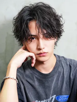 ミディアム ⭐️メンズ特化⭐️ パーマ カラーのヘアスタイル