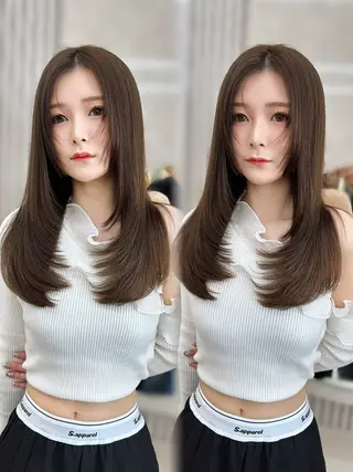 ロング oto🎀×美髪× シースルー前髪🤍のヘアスタイル