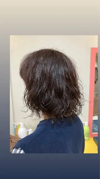 ミディアム カラー パーマ 横田 尚登のヘアスタイル