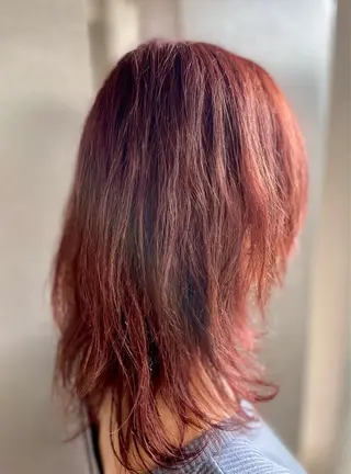 ミディアム カラー パーマ re place リプレイスのヘアスタイル