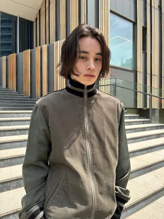 ミディアム メンズ パーマ ボブ/レイヤー/透明 感カラー/dai🌿のヘアスタイル