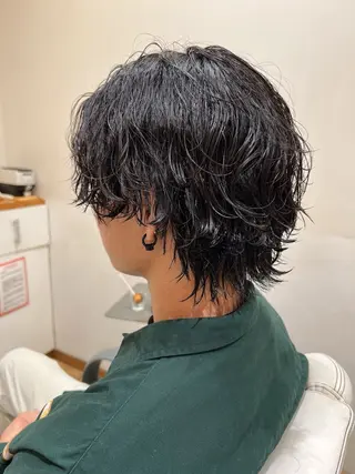 ミディアム パーマ メンズ アザマ　ヤスカツ _rosso 川口のヘアスタイル