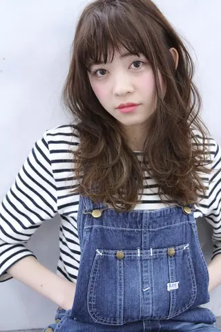 セミロング カラー パーマ EMANONシェアサロン心斎橋店所属・韓国メンズヘア　ミル クティボブ　足立佳代のヘアスタイル