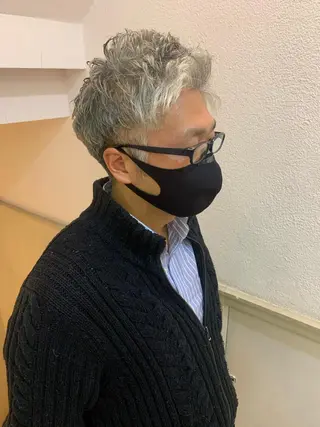 ミディアム パーマ メンズ HIROGINZAプレミアムバーバー赤坂店所属・田中 千恩のヘアスタイル