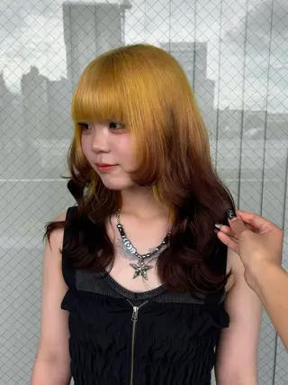 ミディアム カラー 💫miyu💫デザ インカラー/アレンジのヘアスタイル