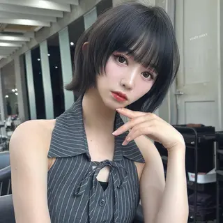 ミディアム 顔周り\透明感カラ ー\まりんのヘアスタイル