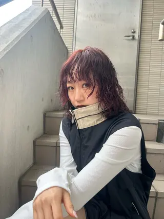 ミディアム ayano🍒パーマ 暖色カラーのヘアスタイル