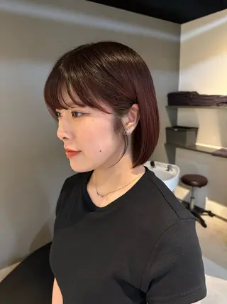 ミディアム ボブ、小顔レイヤー 暖色カラー🥀のヘアスタイル
