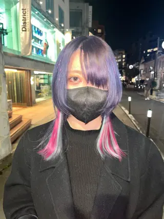 ミディアム カラー ヘアアレンジ 🩶【推しハイトーン 】yuzu🩶のヘアスタイル