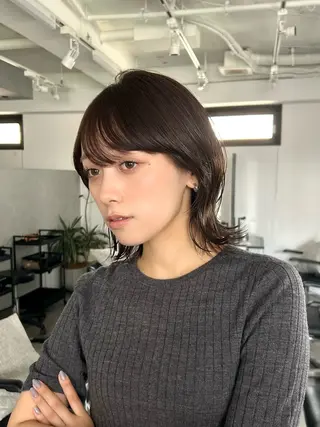 ミディアム カラー 結べるくびれボブ/透 明感カラーtaigaのヘアスタイル