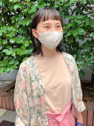 ミディアム カラー パーマ 長井 美佳のヘアスタイル