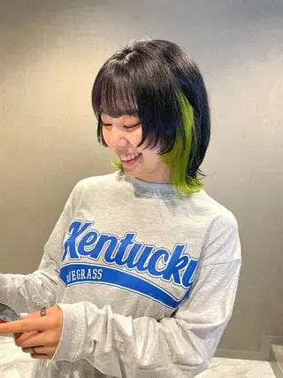 ミディアム カラー パーマ、ストパー モデル募集、ちはるのヘアスタイル