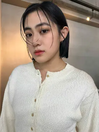 ショート 切りっぱなしボブ/ 小顔ボブNANAのヘアスタイル