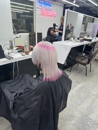 ミディアム カラー 【ピンク×ブロンド】 💎ハイトーン/大和のヘアスタイル
