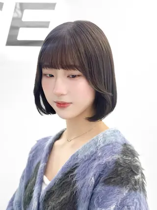 ミディアム カラー ヘアアレンジ 盛れる韓国ボブ🤍 縮毛矯正🤍ひかりのヘアスタイル