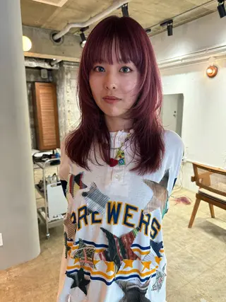 セミロング カラー ere 代々木公園所属・みほ/髪質改善カラー /ニュアンスパーマのヘアスタイル