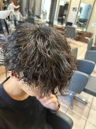 ミディアム パーマ メンズ 大阪/梅田/シャドウ パーマ/ノボリユウタのヘアスタイル
