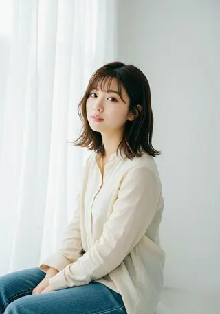 ミディアム 野中 麻衣のヘアスタイル