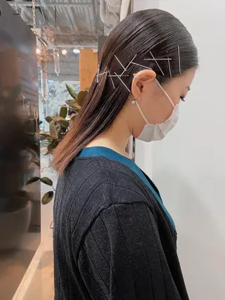 ミディアム カラー ヘアアレンジ ブリーチなしカラー/ 髪質改善/寺門束のヘアスタイル