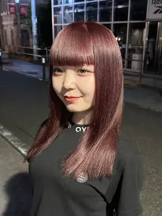 セミロング カラー 透明感カラー艶カラー ハイトーンカラーのヘアスタイル