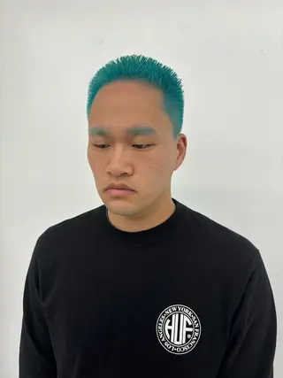 カラー メンズ スパイキーパーマ 柏NO1 藤本葉のヘアスタイル