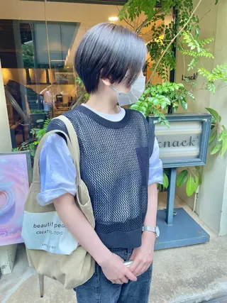 ショート ショート ボブ 梅田 木戸健人のヘアスタイル