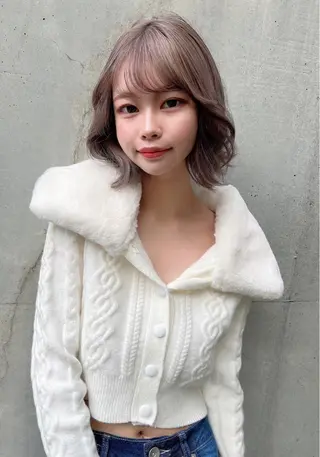 ミディアム 透明感カラー/カット 髪質改善/森栄範のヘアスタイル