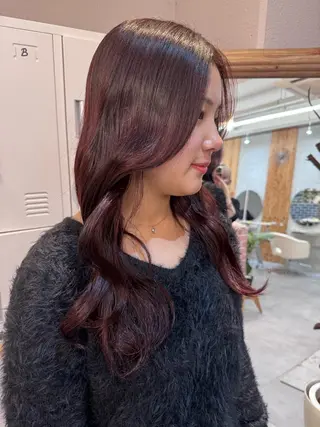 ロング カラー ハイトーン縮毛/暖色 なーな🎀🤍のヘアスタイル