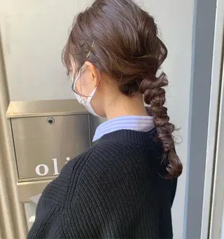 セミロング ヘアアレンジ 野々村 朋美のヘアスタイル