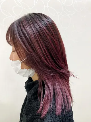 セミロング カラー マルナ本店 ペコのヘアスタイル